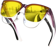 Yellow Lens - Gradual Purple Frame / 64 Millimeters | B0FWKD5HH7 | FEISEDY Sunglasses That Fit Over Glasses for Women Men UV400 B0269