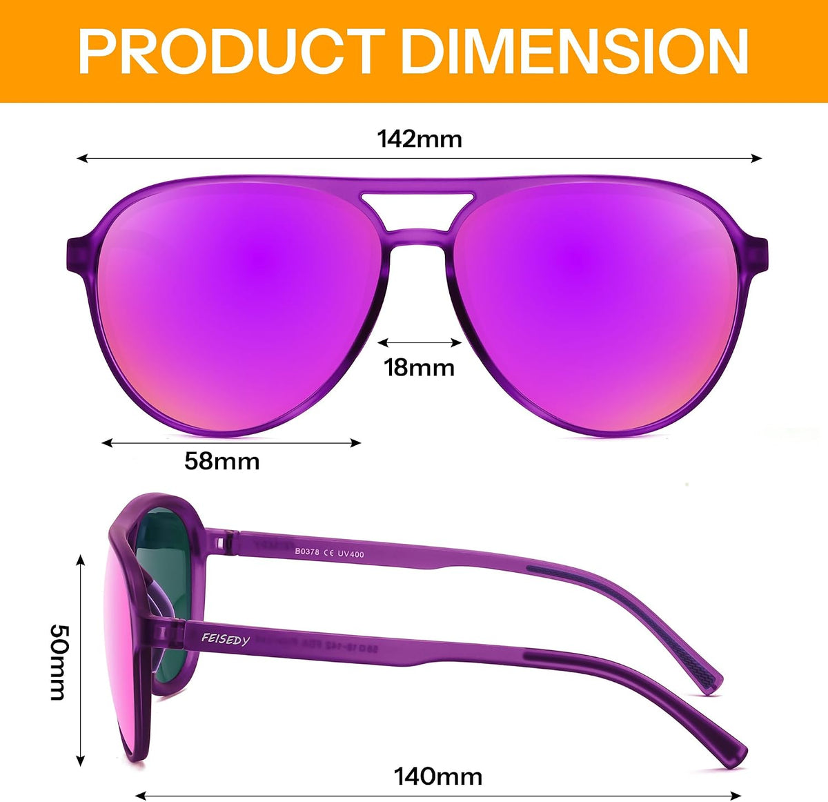 ÉÌƷͼƬ 30 | B0GVSV8P8S | FEISEDY Polarized Aviator Sunglasses for Men Women Trendy Sports TR90 B0378