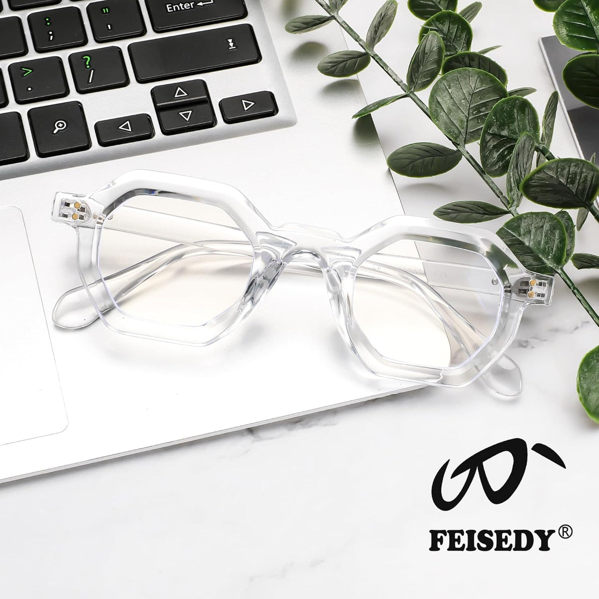 ÉÌƷͼƬ 19 | B0CSSL3RWH | FEISEDY Retro Octagon Blue Light Glasses for Women Men Vintage Polygon Anti Glare Eyeglasses B0102