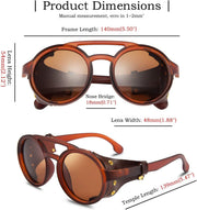 ÉÌƷͼƬ 31 | B09WN3J4YZ | FEISEDY Retro Round Steampunk Sunglasses Women Men Leatherwear B2532