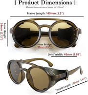 ÉÌƷͼƬ 6 | B09WN3J4YZ | FEISEDY Retro Round Steampunk Sunglasses Women Men Leatherwear B2532