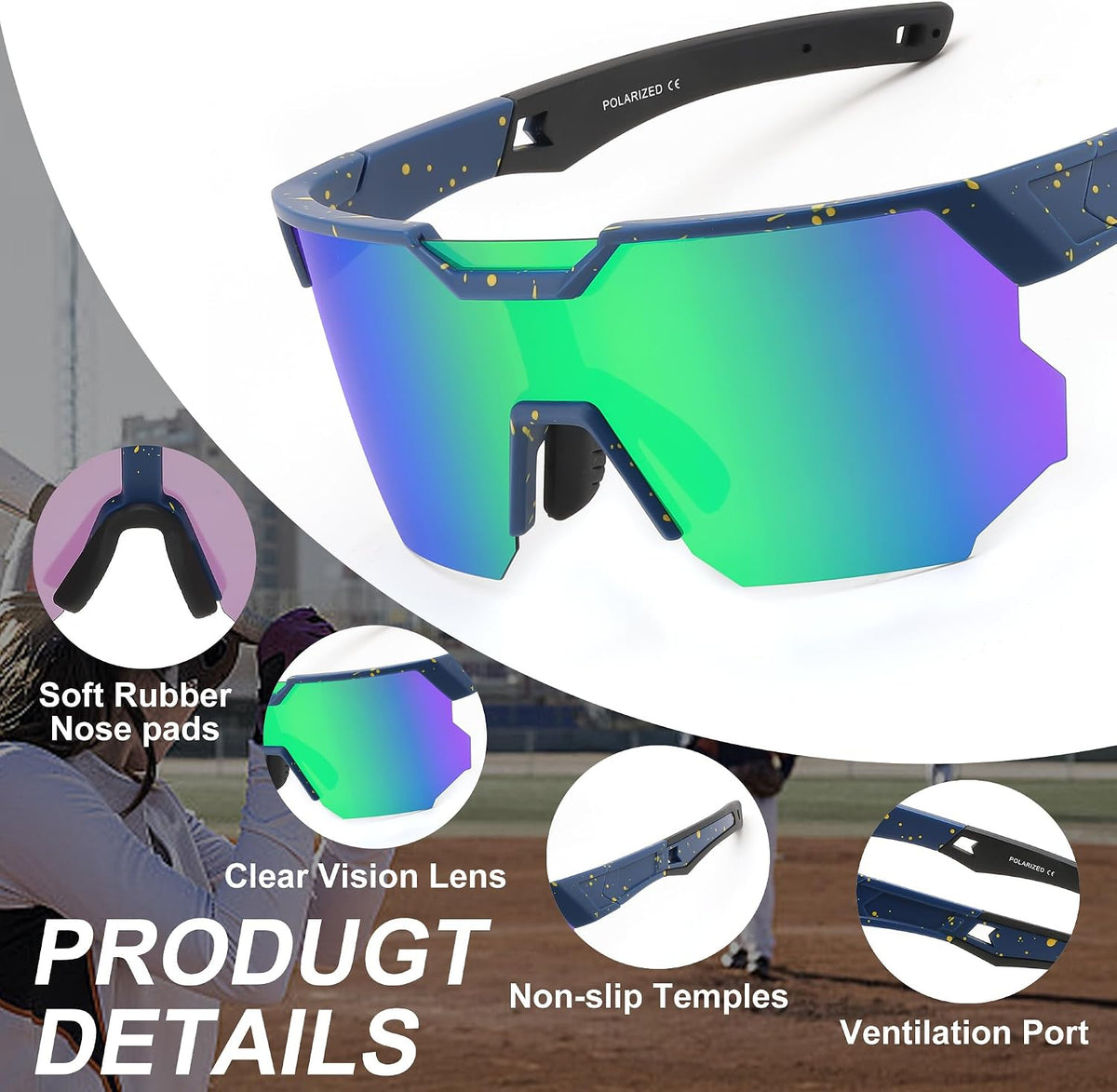ÉÌƷͼƬ 26 | B0DPX8G9RG | FEISEDY Polarized Sports Sunglasses for Men and Women,UV400 Baseball Sunglasses Youth Cycling Softball Goggles B0206