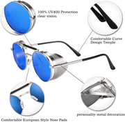 ÉÌƷͼƬ 14 | B09LYD9SW2 | FEISEDY Steam Punk Sunglasses for Men Women Side Shield Round Steampunk Vintage Glasses Shades B2518