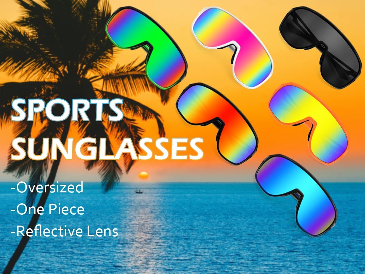 ÉÌƷͼƬ 6 | B0D5D4T92Q | FEISEDY Sports Sunglasses for Men and Women,Oversized One Piece Reflective Lens Cycling Sunglasses B0178