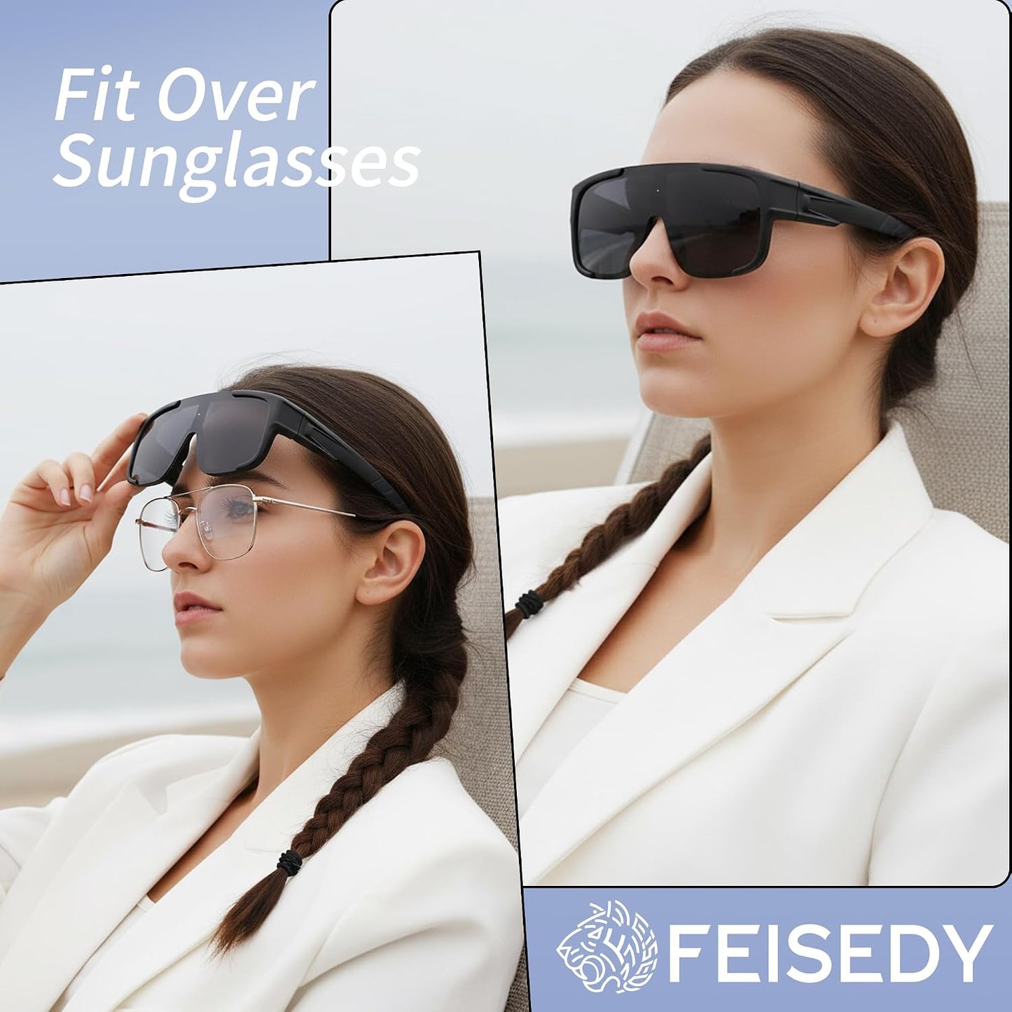 商品图片 2 | B0FY37CX2V | FEISEDY Polarized Fit Over Glasses Sunglasses for Men Women, Sports Wrap Around for Driving Cycling Fishing B0315