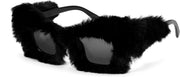 Black 0086 / 70 Millimeters | B0CNCCQ636 | FEISEDY Sunglasses Women Plush Fuzzy Soft Velvet Party Masquerade B2877