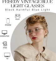 ÉÌƷͼƬ 3 | B0DQ3B3RQP | FEISEDY Vintage Blue Light Glasses for Women Metal Y2K Rectangle Glasses Gold Silver Fake Nerd Eyewear Frame B0271