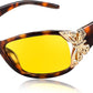 Z-butterfly(leopard) / 60 Millimeters | B0CRVGG2L7 | FEISEDY Classic Womens Night Glasses Driving Anti Glare Wrap Around Yellow Sunglasses B2548
