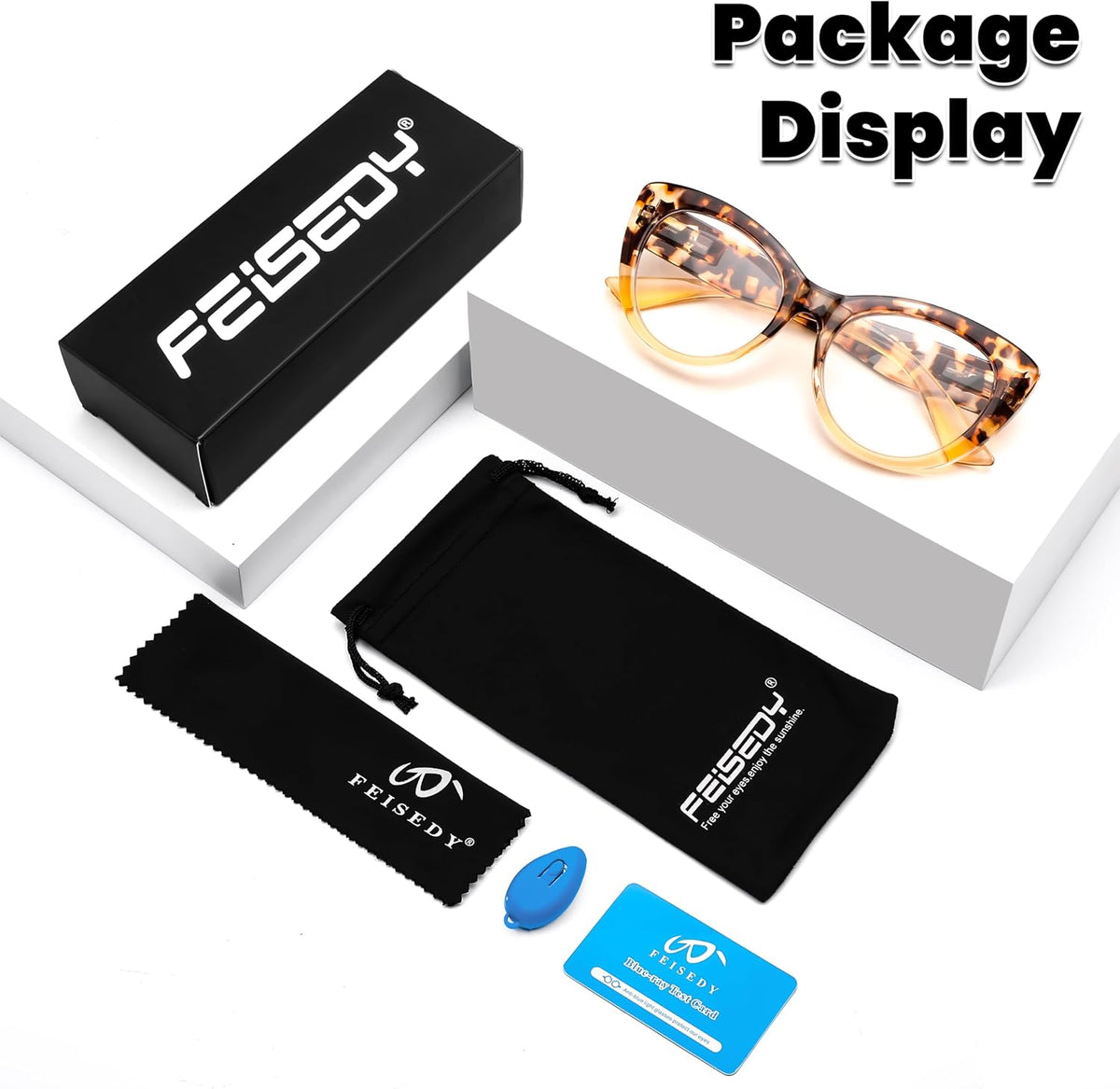 商品图片 14 | B0DFPWRH8W | FEISEDY Cat-Eye Blue Light Reading Glasses for Women Thick Fashion Anti- Glare Digital Eyestrain Readers B0230