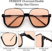 ÉÌƷͼƬ 26 | B0GXYGJLHV | FEISEDY Retro Square Aviator Sunglasses for Women Men Y2K Oversized B0432