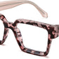 004 - Pink Leopard / 53 Millimeters | B0CDBFSRCC | FEISEDY Oversized Blue Light Glasses for Women Men TR90 Retro Square Anti Eyestrain Glasses Rectangle Fashion Frame B0037