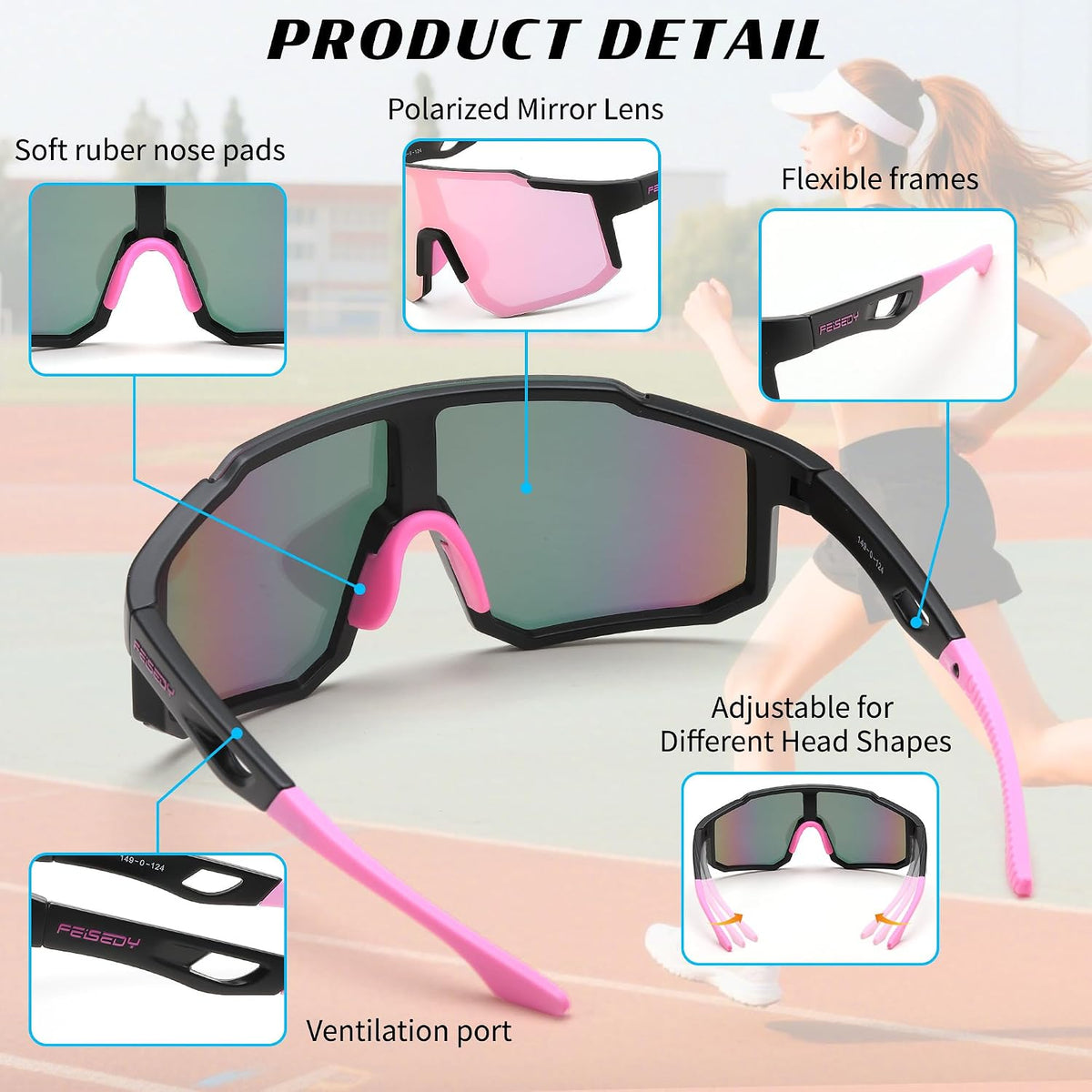 ÉÌƷͼƬ 12 | B0FMRGGCL4 | FEISEDY Polarized Sports Sunglasses for Men Women Youth - Baseball, Running, Cycling UV400 Protection 4 Lenses B0279