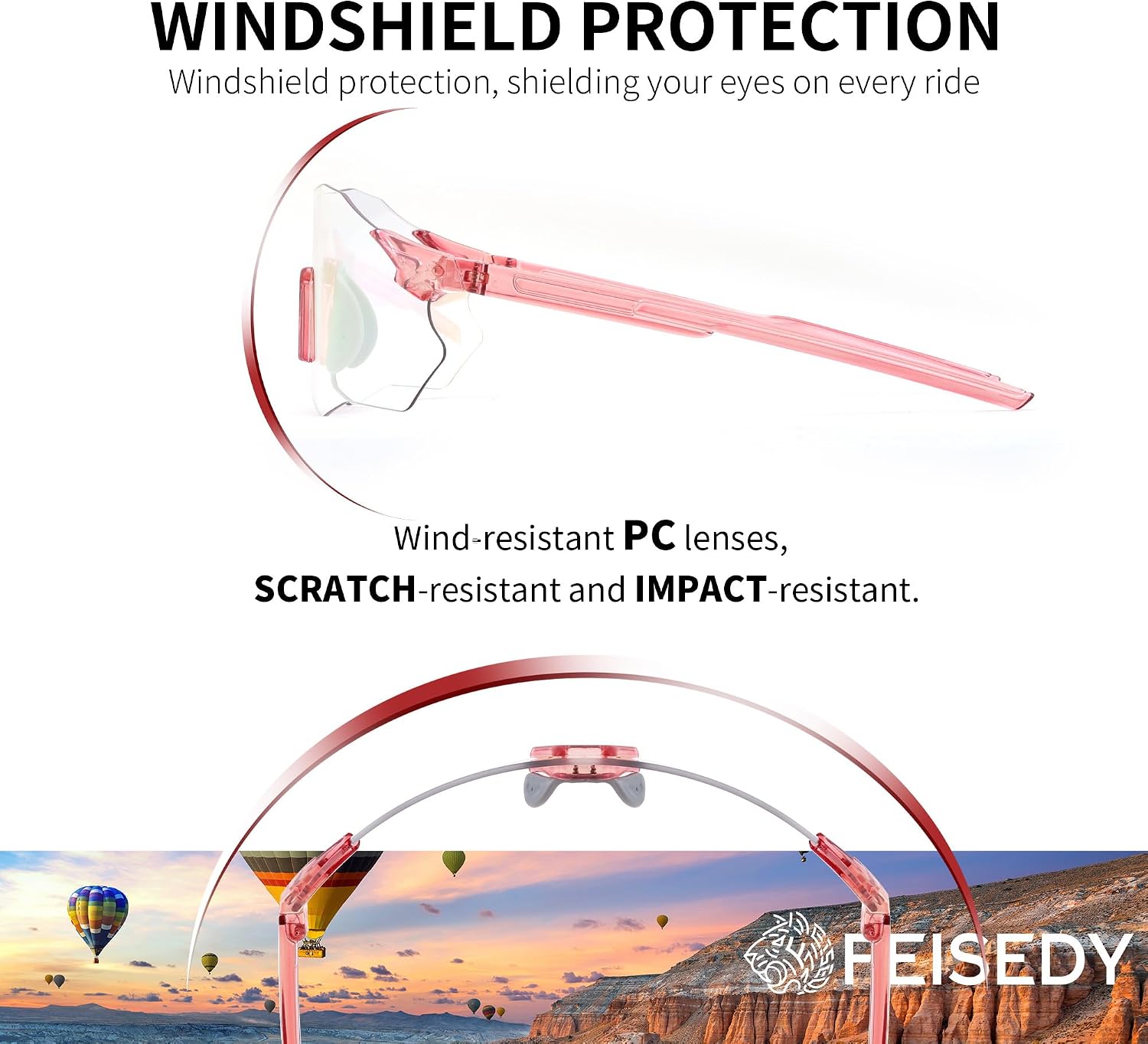 商品图片 6 | B0FHNVLT2X | FEISEDY Photochromic Cycling Glasses for Men Women Mountain Bike Sports Sunglasses UV Protection B0310