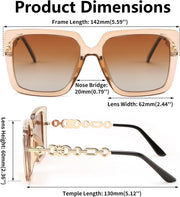 ÉÌƷͼƬ 62 | B08HVPGJW5 | FEISEDY Sunglasses Womens Trendy, Oversized Square Shades, Pearl Inlay Cat Eye Frame UV400 Protection B2625