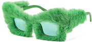 Green 0086 / 70 Millimeters | B0CNBRX2WV | FEISEDY Sunglasses Women Plush Fuzzy Soft Velvet Party Masquerade B2877