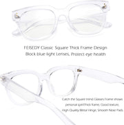 商品图片 13 | B08MFD4QG6 | FEISEDY Retro Square Anti Blue Light Blocking Glasses Women Thick Oversized Computer Eyeglasses Double Metal Studs B2689