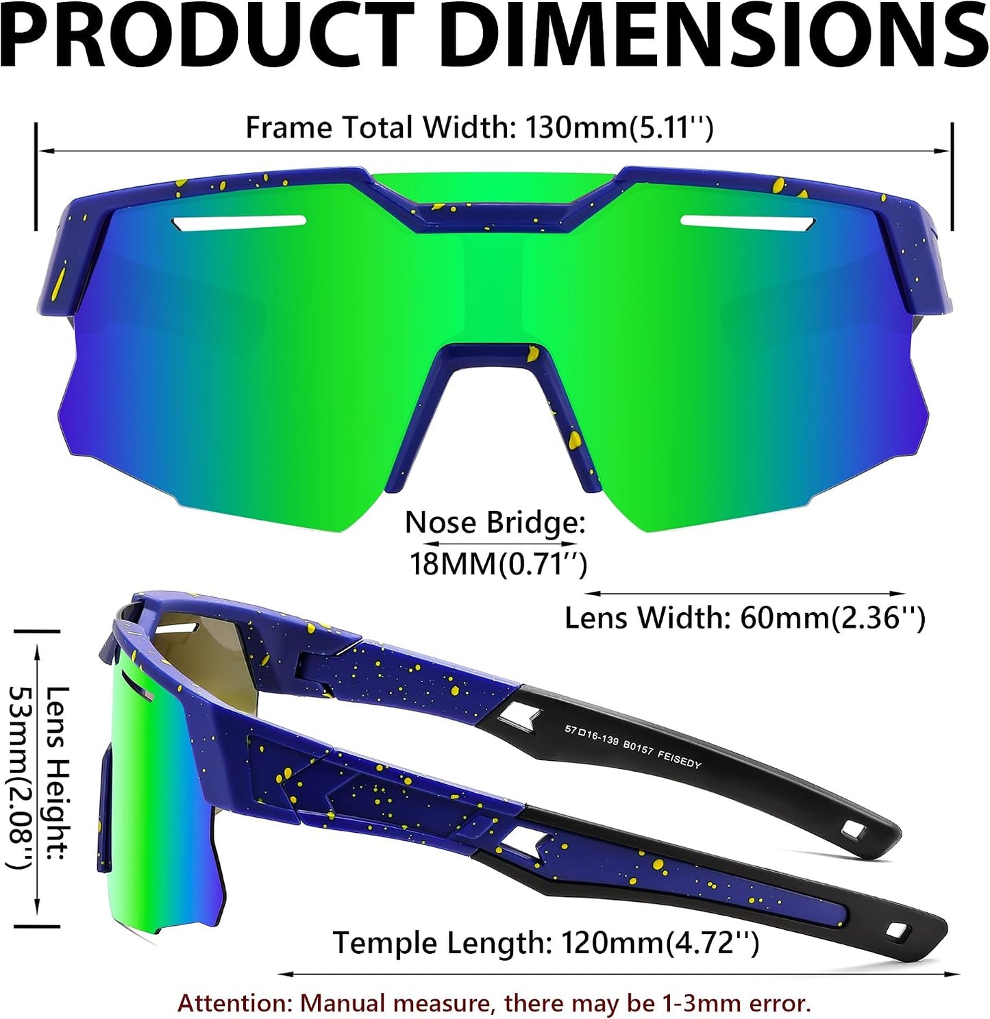商品图片 55 | B0D78P6WRV | FEISEDY Kids Teens Baseball Polarized Sunglasses Sports Cycling Glasses for Youth Boys Girls Age 8-16 B0157