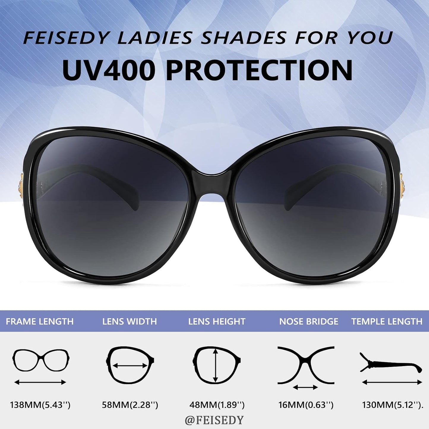 商品图片 5 | B08S7G8RRP | FEISEDY Oversized Polarized Sunglasses Women Men Large Shades B2730