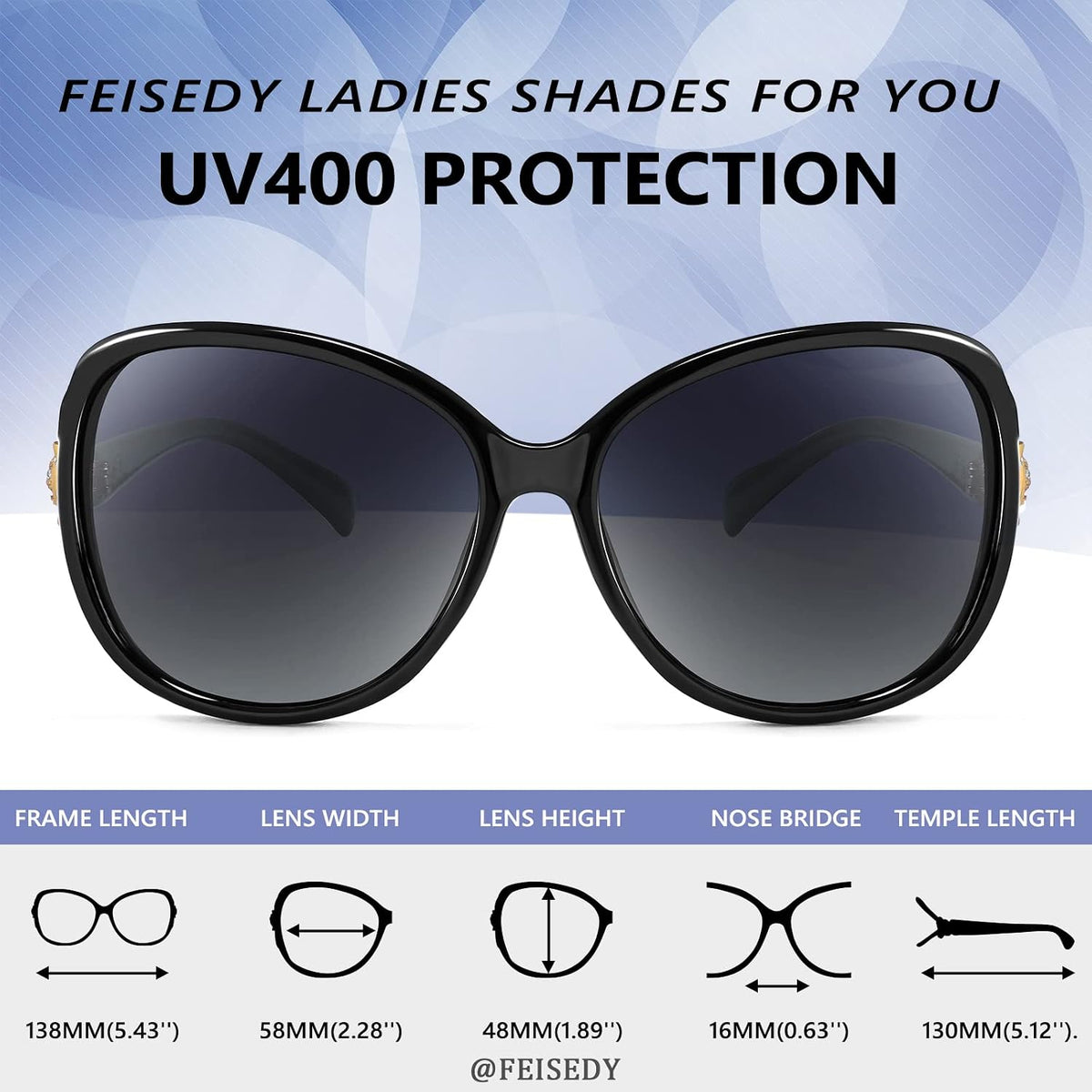 ÉÌƷͼƬ 5 | B08S7G8RRP | FEISEDY Oversized Polarized Sunglasses Women Men Large Shades B2730