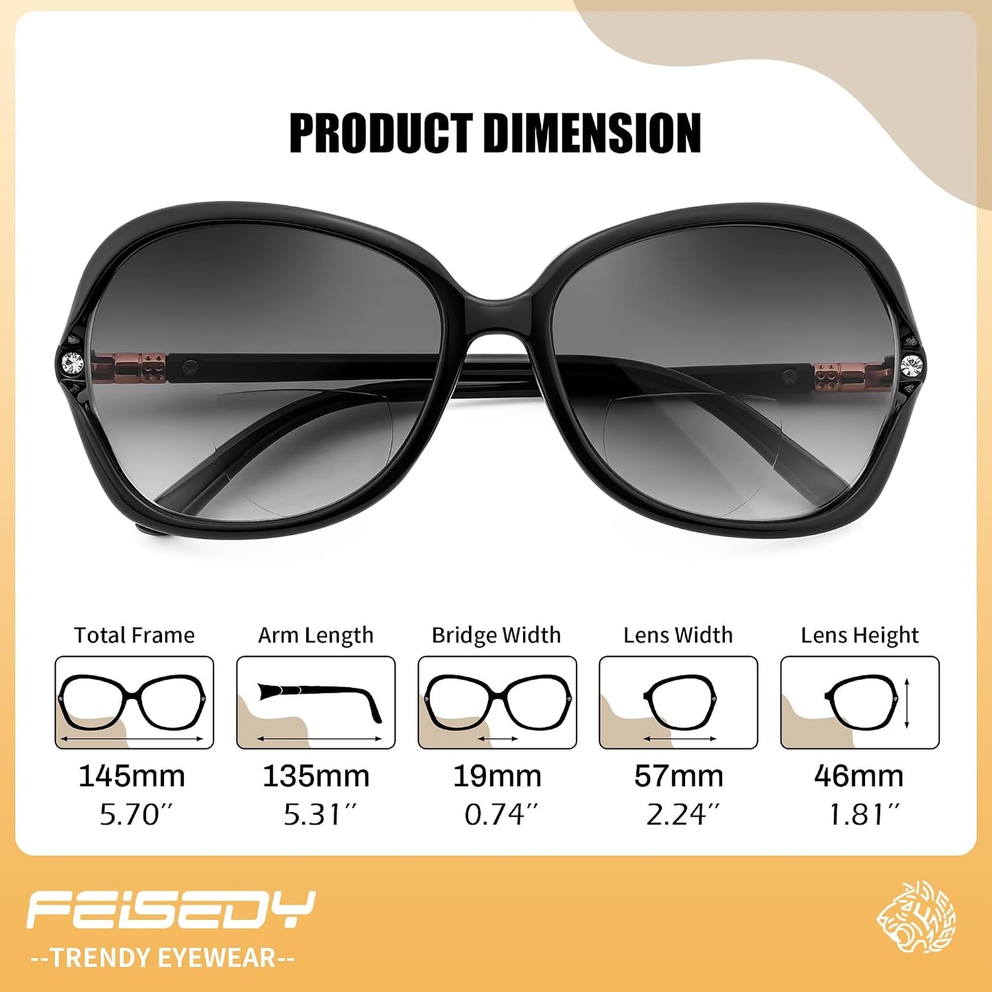 商品图片 14 | B0F8N9H1N8 | FEISEDY Fashion Bifocal Reader Sunglasses, Butterfly Reading Glasses B0286