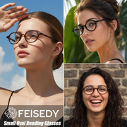 ÉÌƷͼƬ 11 | B0GZPJSP52 | FEISEDY Retro Small Oval Reading Glasses for Men Women Blue Light Blocking Computer Readers B1663