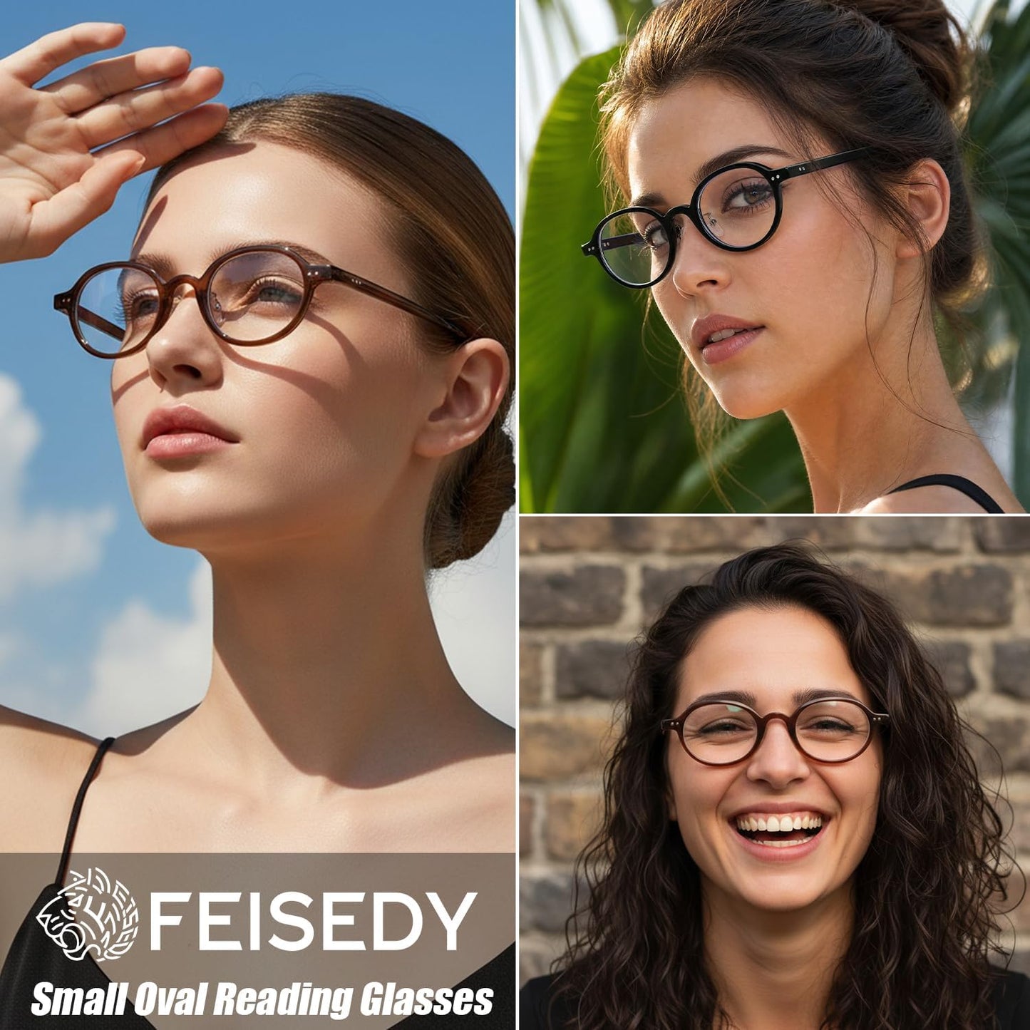 商品图片 11 | B0GZPJSP52 | FEISEDY Retro Small Oval Reading Glasses for Men Women Blue Light Blocking Computer Readers B1663