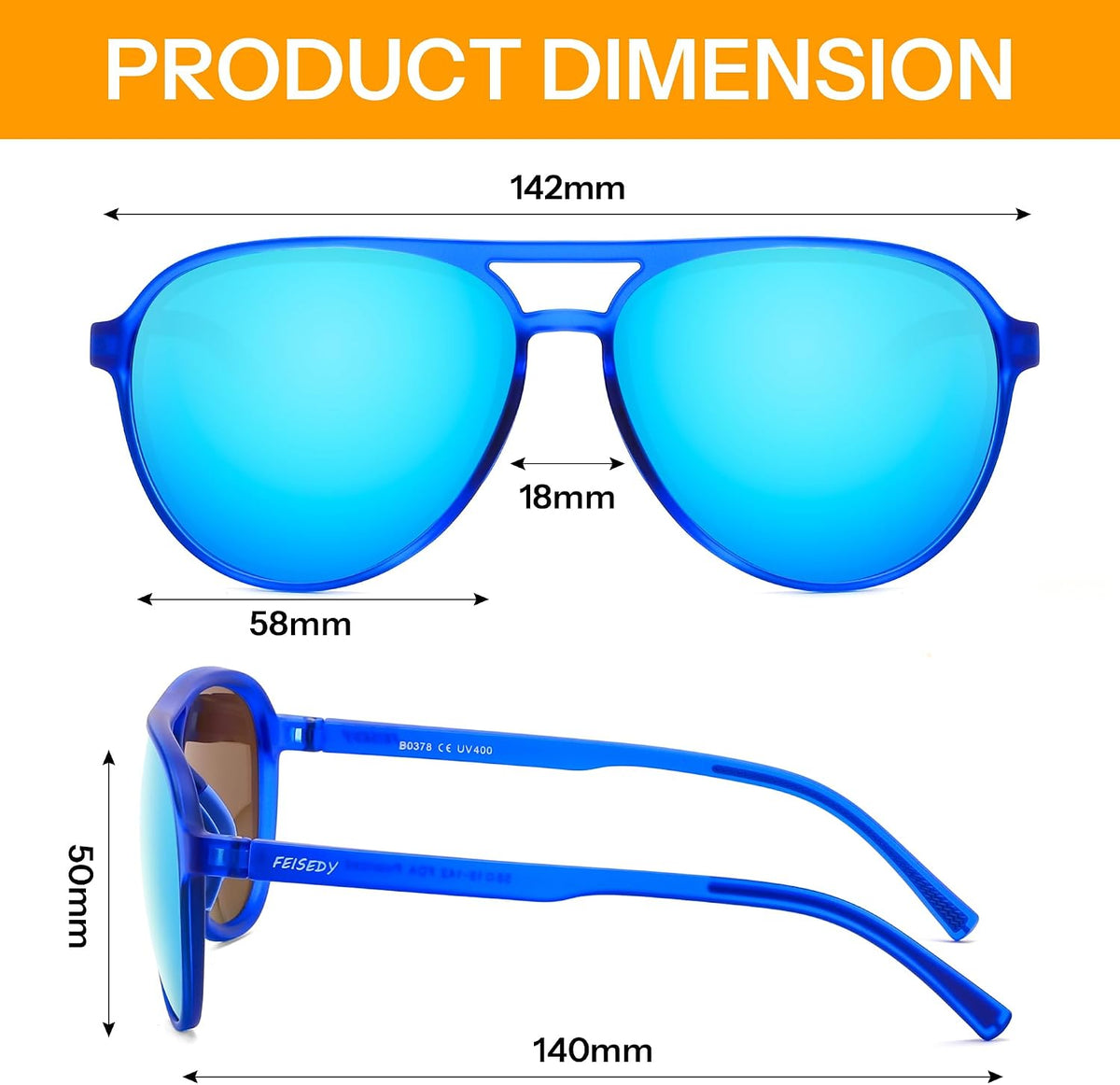 ÉÌƷͼƬ 12 | B0GVSV8P8S | FEISEDY Polarized Aviator Sunglasses for Men Women Trendy Sports TR90 B0378