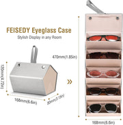 ÉÌƷͼƬ 11 | B0CSFHKMSS | FEISEDY Sunglasses Organizer 5 Slots Travel Glasses Case,Hanging Eyewear Holder Fashionable PU Leather Eyeglass Case B0087