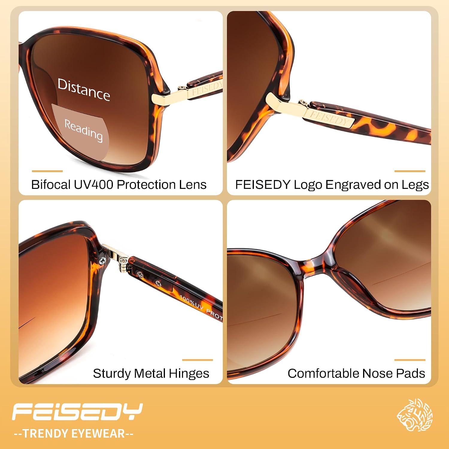 商品图片 28 | B0GT132JWH | FEISEDY Women Bifocal Sunglasses Reader UV400 Protection B0351 | Butterfly Sun Reader, Fashion Outdoor Reading Glasses