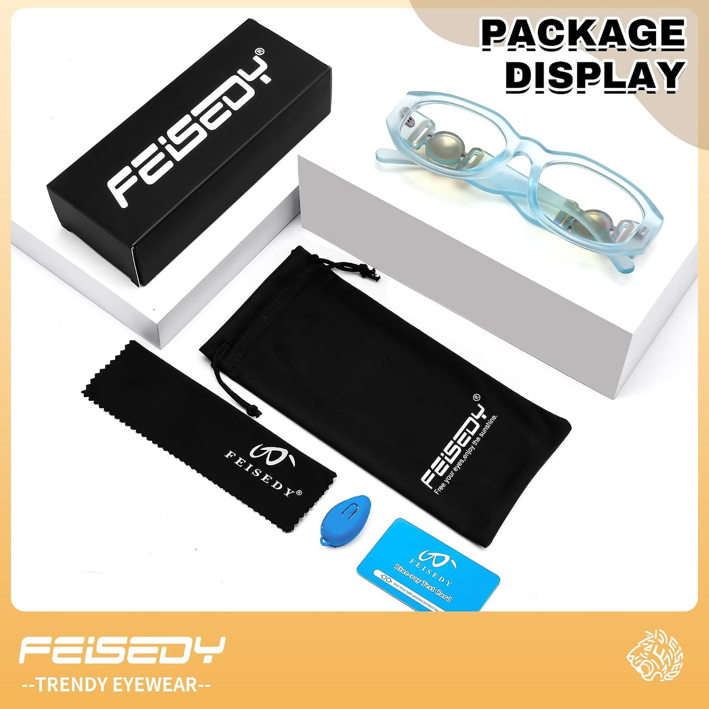 商品图片 22 | B0G34Q5S98 | FEISEDY Retro Trendy Narrow Blue Light Glasses for Women Men B0316 | Vintage 90s Small Square Eyeglasses,Blue Light Blocking