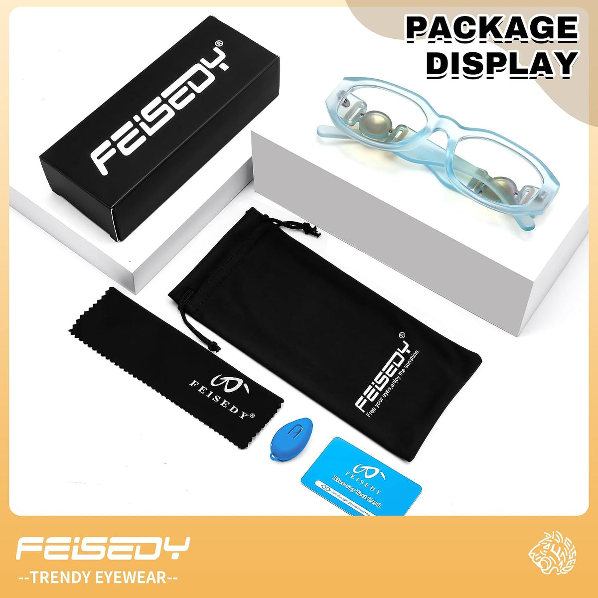 商品图片 22 | B0G34Q5S98 | FEISEDY Retro Trendy Narrow Blue Light Glasses for Women Men B0316 | Vintage 90s Small Square Eyeglasses,Blue Light Blocking