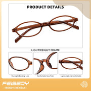 ÉÌƷͼƬ 5 | B0DKNKBFBX | FEISEDY Y2K Retro Oval Nerd Blue Light Glasses for Women B0258