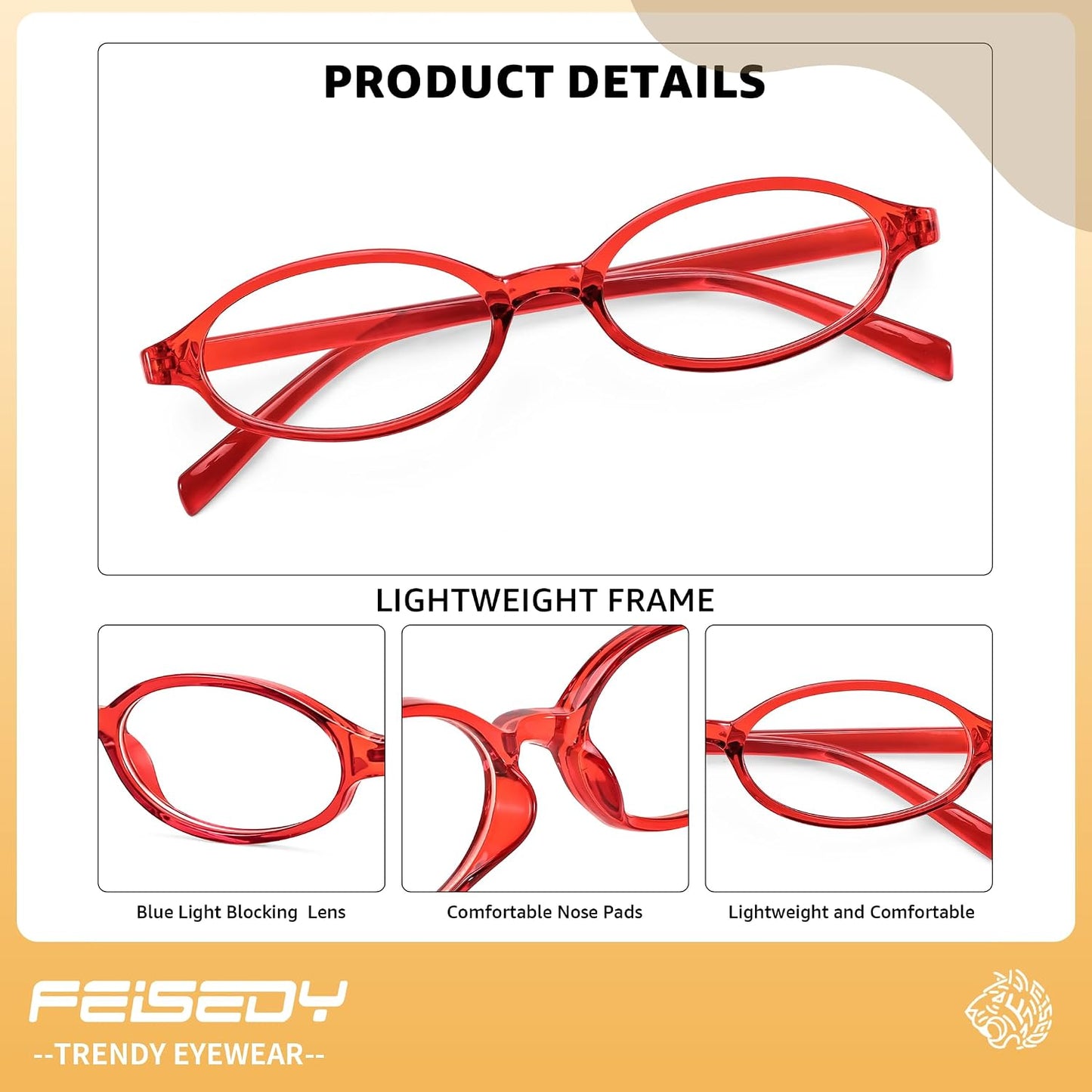 商品图片 15 | B0DKNKBFBX | FEISEDY Y2K Retro Oval Nerd Blue Light Glasses for Women B0258
