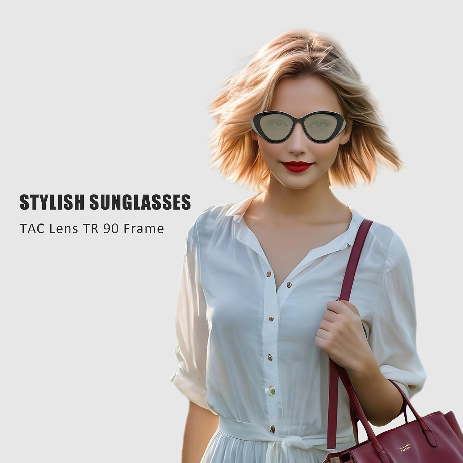 商品图片 10 | B0D6YJVTMS | FEISEDY Retro Polarized Cat Eye Sunglasses Women Trendy Mirrored Classic Designer Sunglasses UV Protection B0197