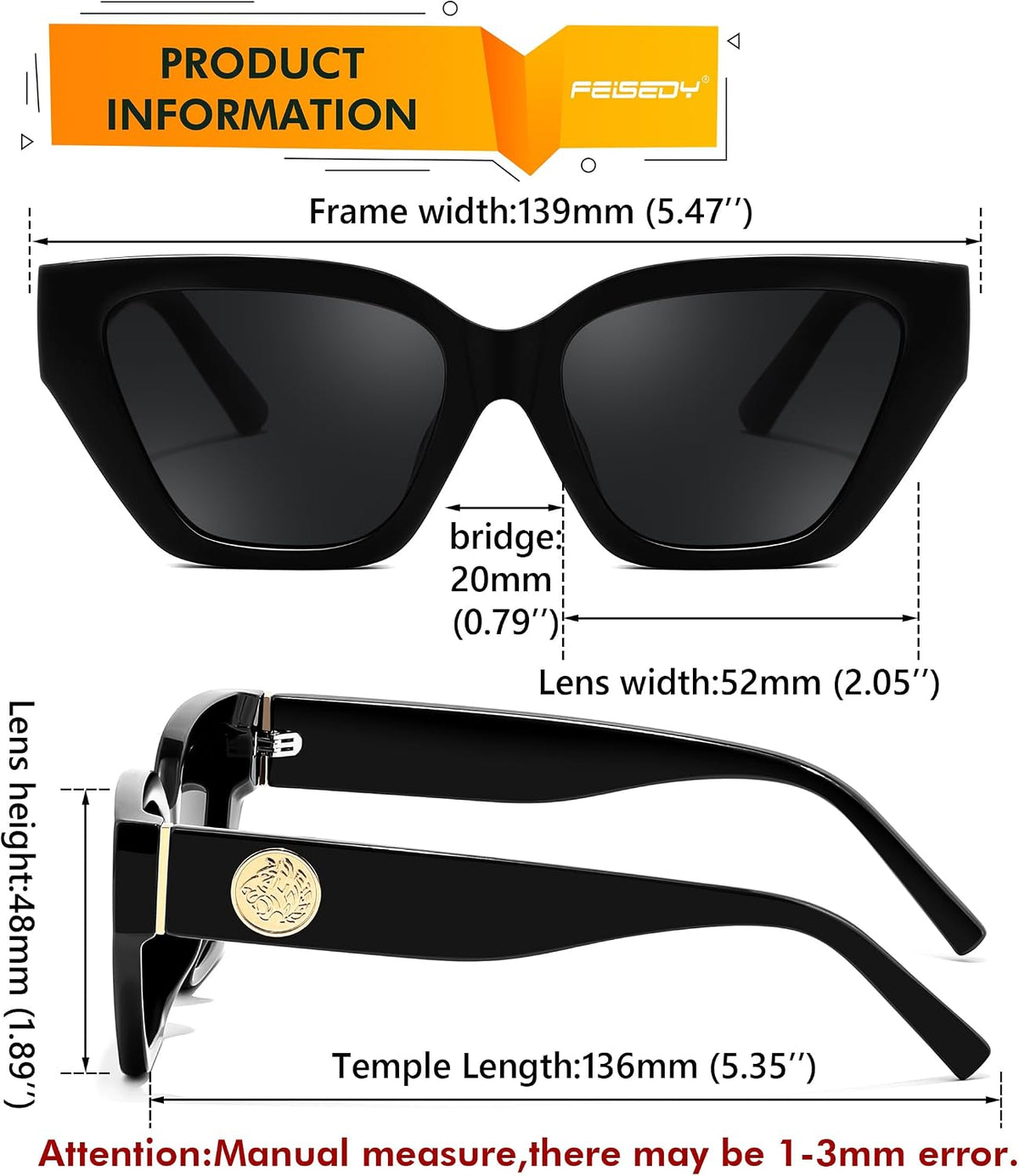 ÉÌƷͼƬ 6 | B0F8N6T6HM | FEISEDY Women's Polarized Cat Eye Sunglasses - UV400 Protection, Trendy Design for Driving & Daily Wear B0299