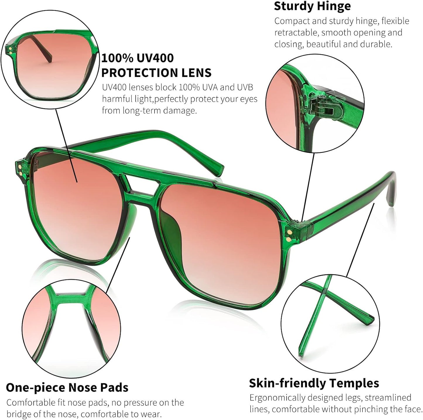 商品图片 17 | B09J8999GR | FEISEDY Retro Square Aviator Sunglasses Women Men 70s Vintage Trendy Plastic Frame Sun Glasses B2835