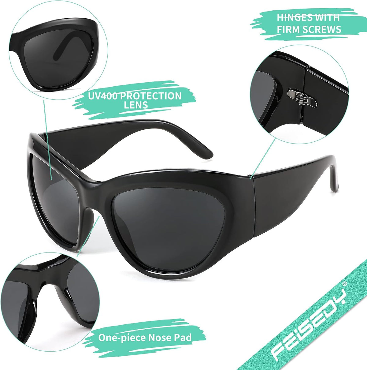 ÉÌƷͼƬ 6 | B0BQBWYZF6 | FEISEDY Trendy Y2k Sunglasses Women Men Oversized Shield Sunglasses Fashion Wrap Around Futuristic Glasses B2359