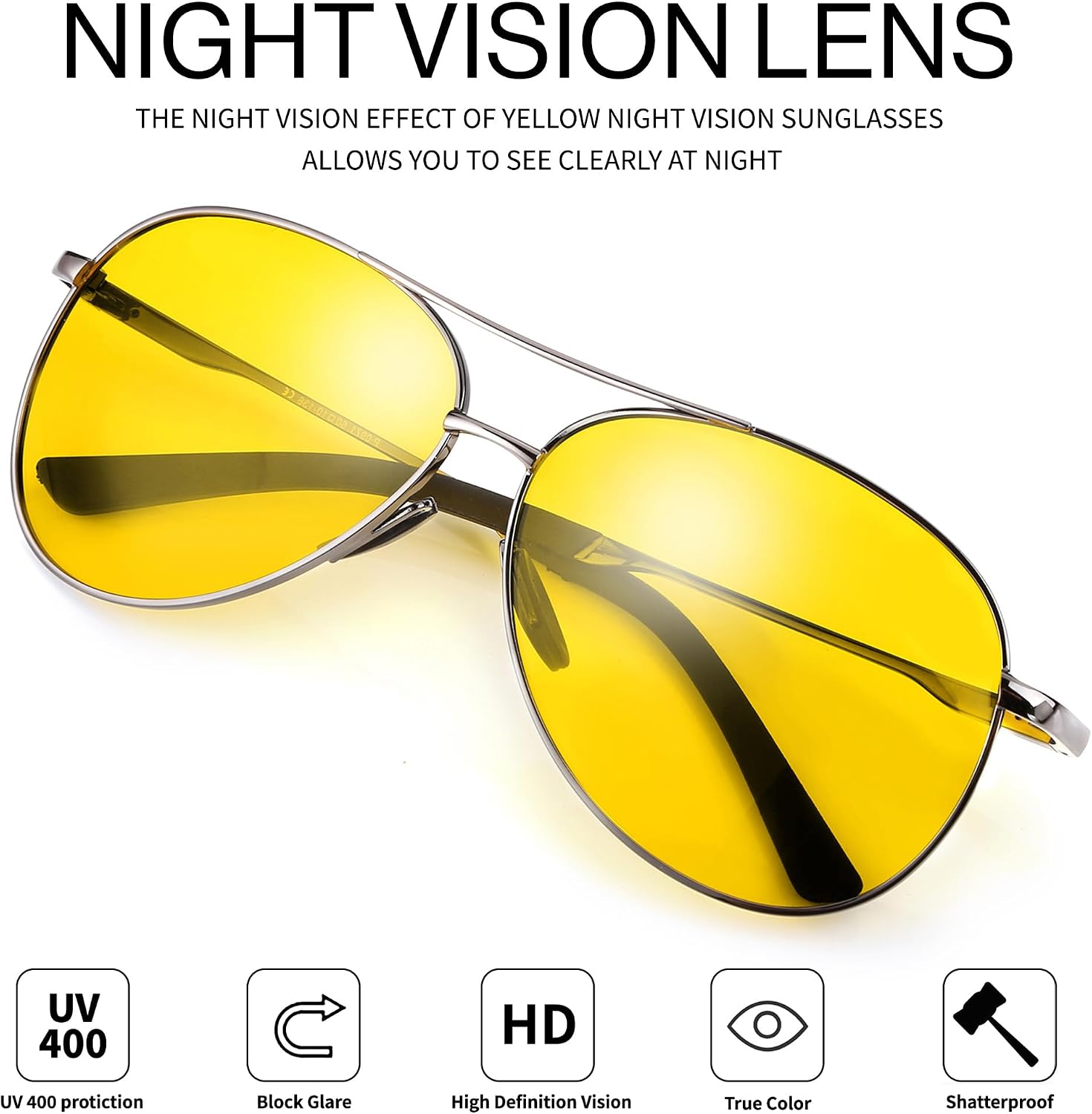商品图片 16 | B07BDGXB1X | FEISEDY Night Driving Glasses Night Vision Aviator Anti Glare Eyewear for Men Women B2294
