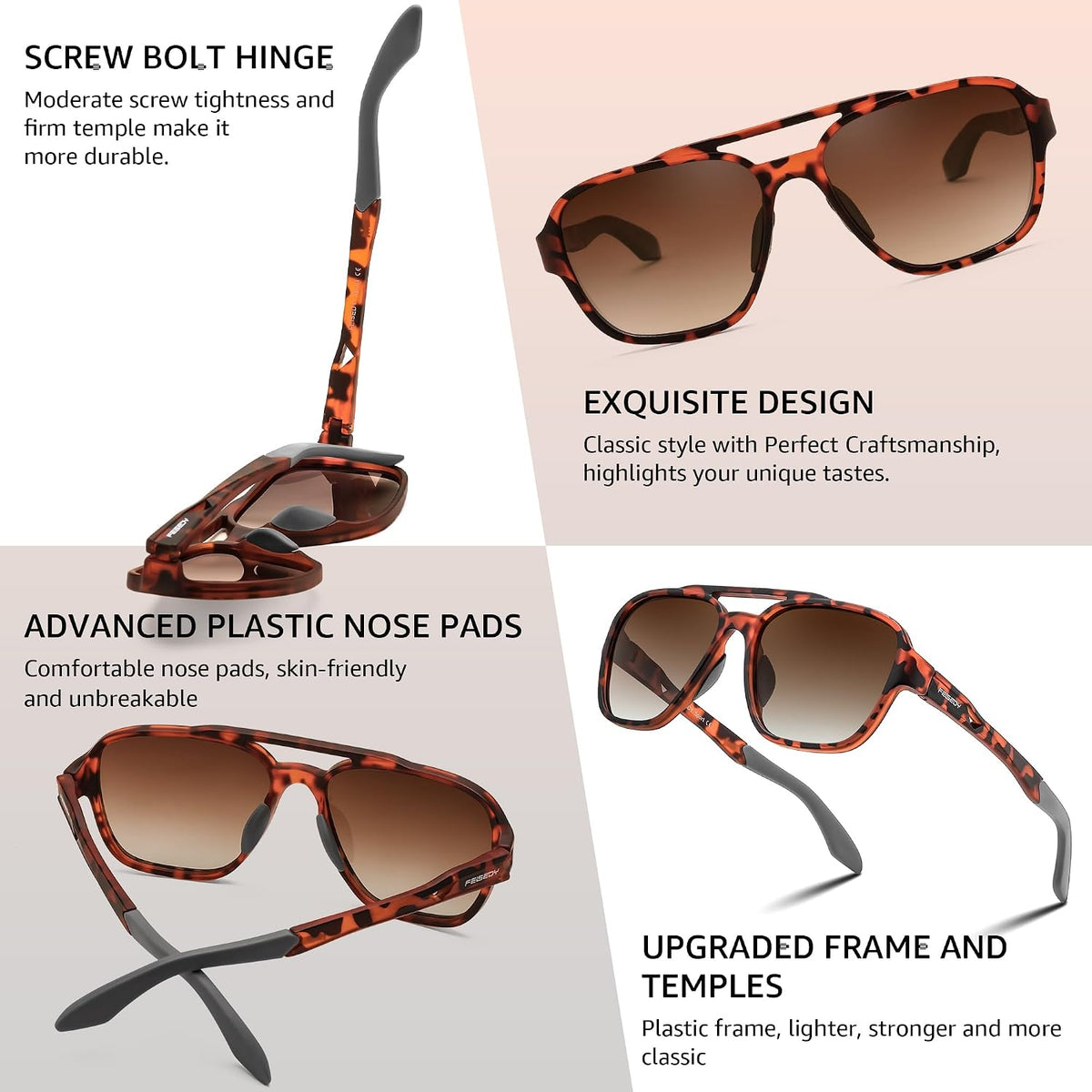 ÉÌƷͼƬ 12 | B0DSVK9L2R | FEISEDY Retro Aviator Polarized Sunglasses Women Men Outdoors B0260