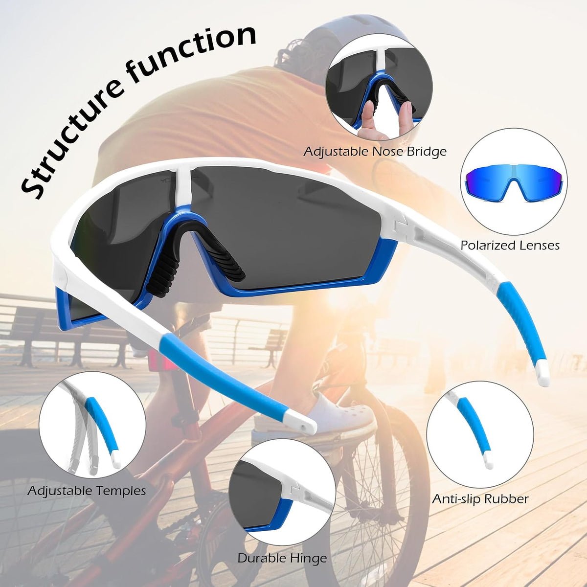 ÉÌƷͼƬ 32 | B0DFLMHFF6 | FEISEDY Kids Teens Baseball Polarized Sunglasses Lightweight TR90 Frame UV400 Sports Cycling Shades for Boys Girls B0186