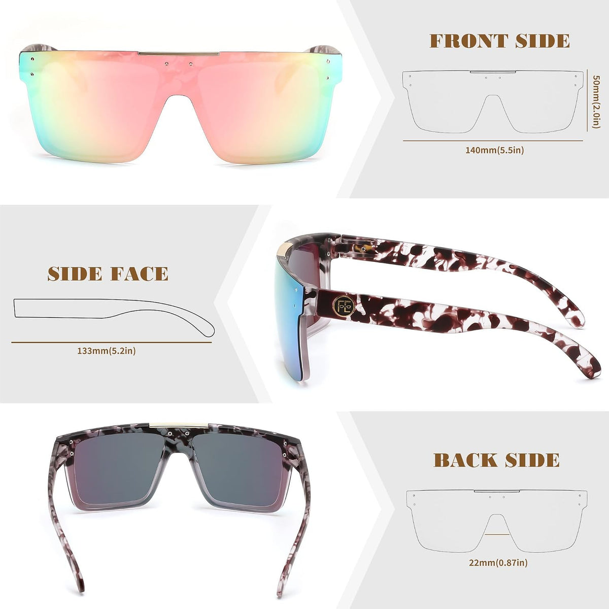 ÉÌƷͼƬ 5 | B0BZ4J86KV | FEISEDY Polarized Sunglasses for Men, Z87 Oversized Square Flat Top B2990