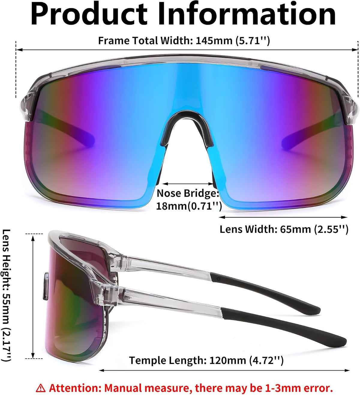 ÉÌƷͼƬ 14 | B0DGTRTMPX | FEISEDY Sports Sunglasses for Men and Women, Large Rectangular Lens, Baseball Cycling Running Sunglasses B0243