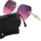 商品图片 43 | B083VRLS2Q | FEISEDY Classic Rimless Sunglasses Women Metal Frame Diamond Cutting Lens Sun Glasses B2567