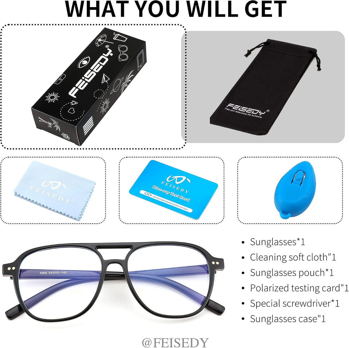 商品图片 6 | B0BYCYNXHJ | FEISEDY Lightweight Pilot Glasses Frame Blue Light Blocking Glasses Women Men Oversized Square Computer Glasses B2387