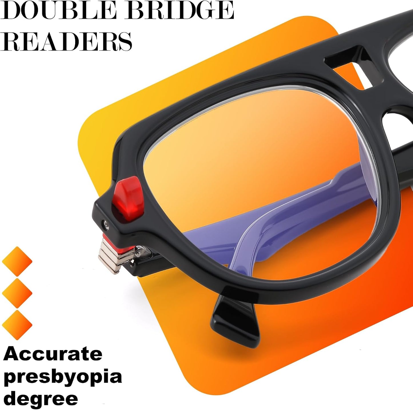 商品图片 13 | B0F32R72G4 | FEISEDY Stylish Reading Glasses for Woman Men Trendy Retro Double Bridge Readers B0287