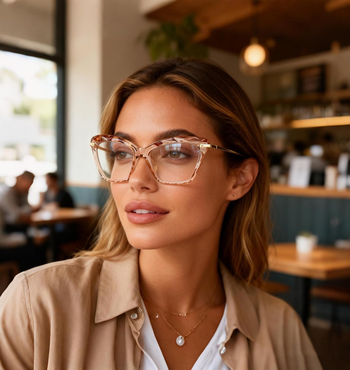 ÉÌƷͼƬ 3 | B088WVS65H | FEISEDY Crystal Cat Eye Reading Glasses Blue Light Blocking Reader Anti Eyestrain Glasses B2596 Champagne 1.75x