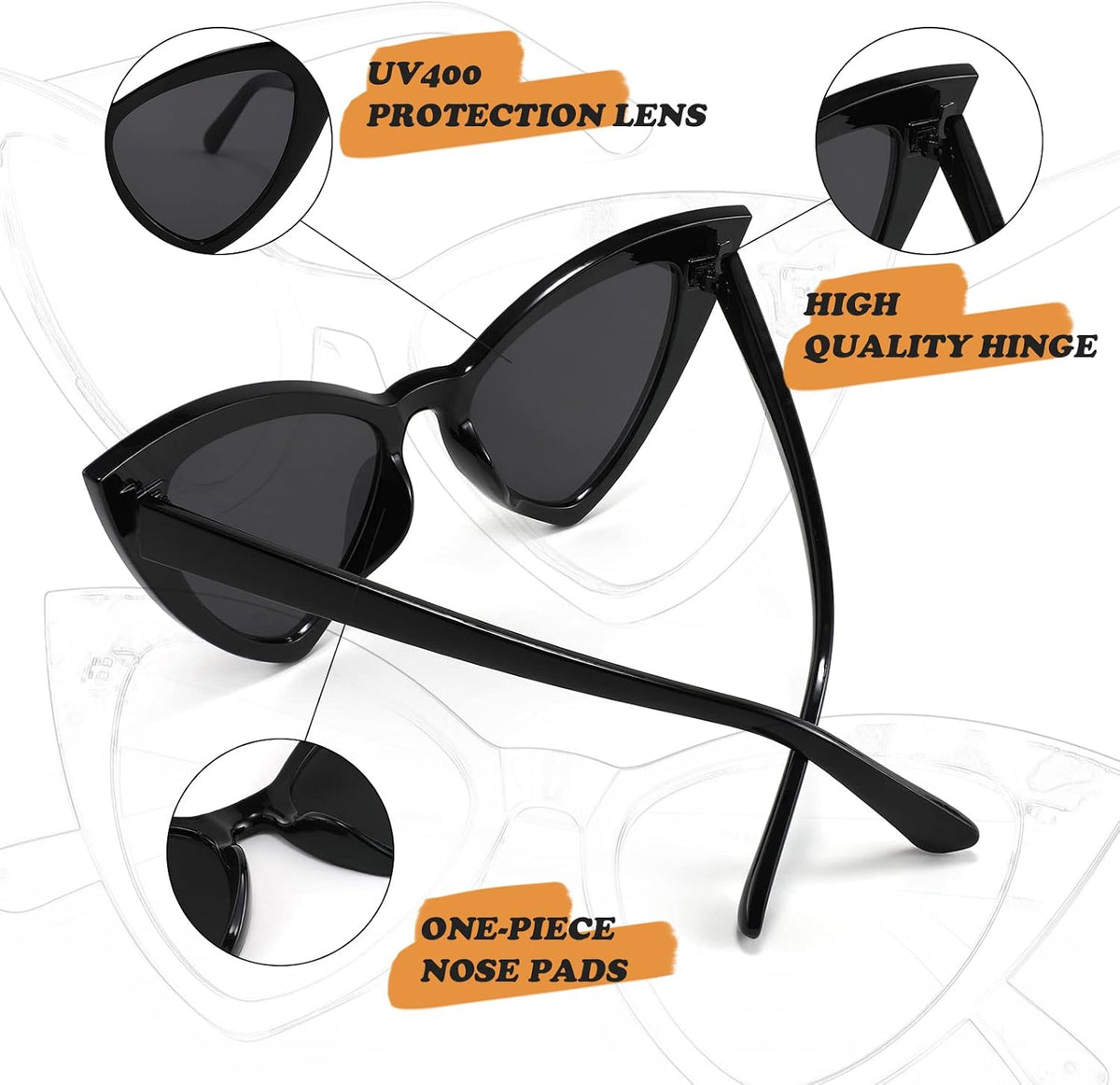 ÉÌƷͼƬ 25 | B09SPTCVBR | FEISEDY Retro Cat Eye Sunglasses for Women Fashion Vintage Cateye Sun Glasses B2235