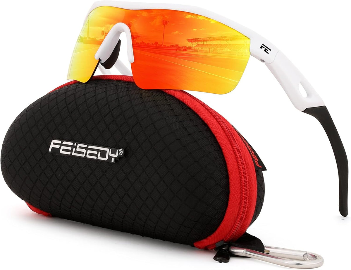 White-red / 125 Millimeters | B09WY6QWSC | FEISEDY Kids Polarized Sports Sunglasses, TR90 UV400 Baseball Cycling