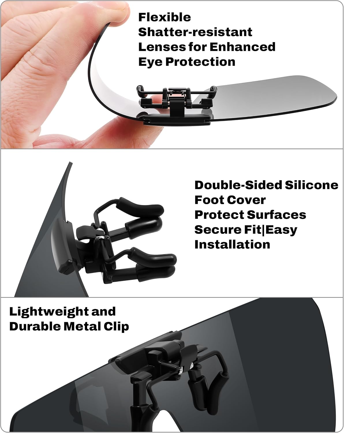 商品图片 3 | B0FX3Q74X7 | FEISEDY Clip-on Flip Up Rimless One Piece Sunglasses for Glasses TAC Lenses B0345