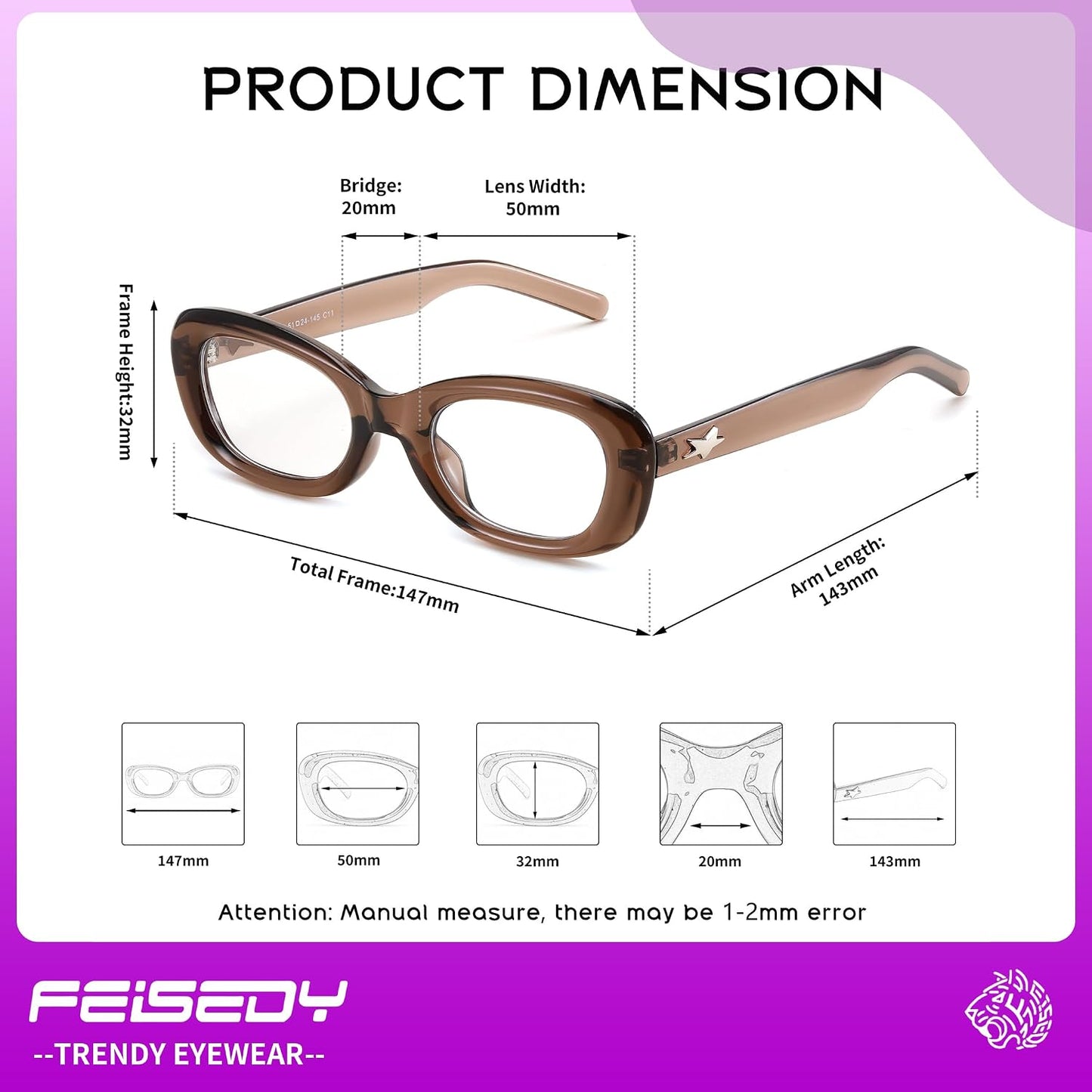 商品图片 7 | B0DD6M5F2B | FEISEDY Retro Oval Blue Light Blocking Glasses for Women Nerd Fake Glasses Y2k Small Eyewear Frame B0229
